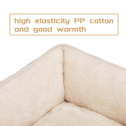 Pethouss Weiches Haustierbett – Atmungsaktives Schlafkissen für Katzen & Welpen (Beige)