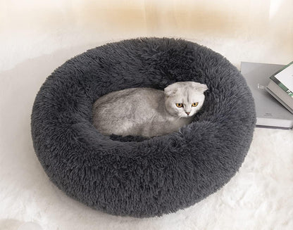 Pethouss Donut Katzenbett – Weiches Plüsch Kuschelbett für Katzen & kleine Hunde bis 3 kg