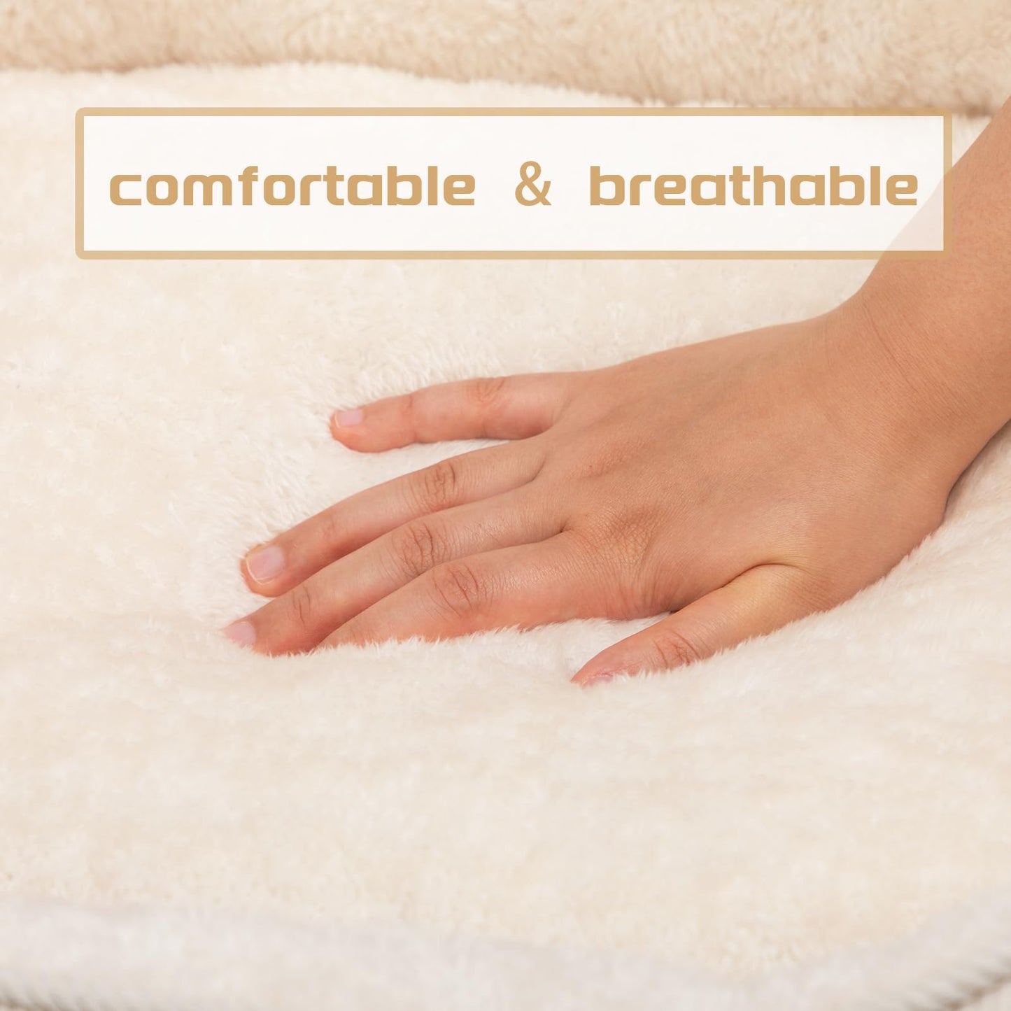 Pethouss Weiches Haustierbett – Atmungsaktives Schlafkissen für Katzen & Welpen (Beige)