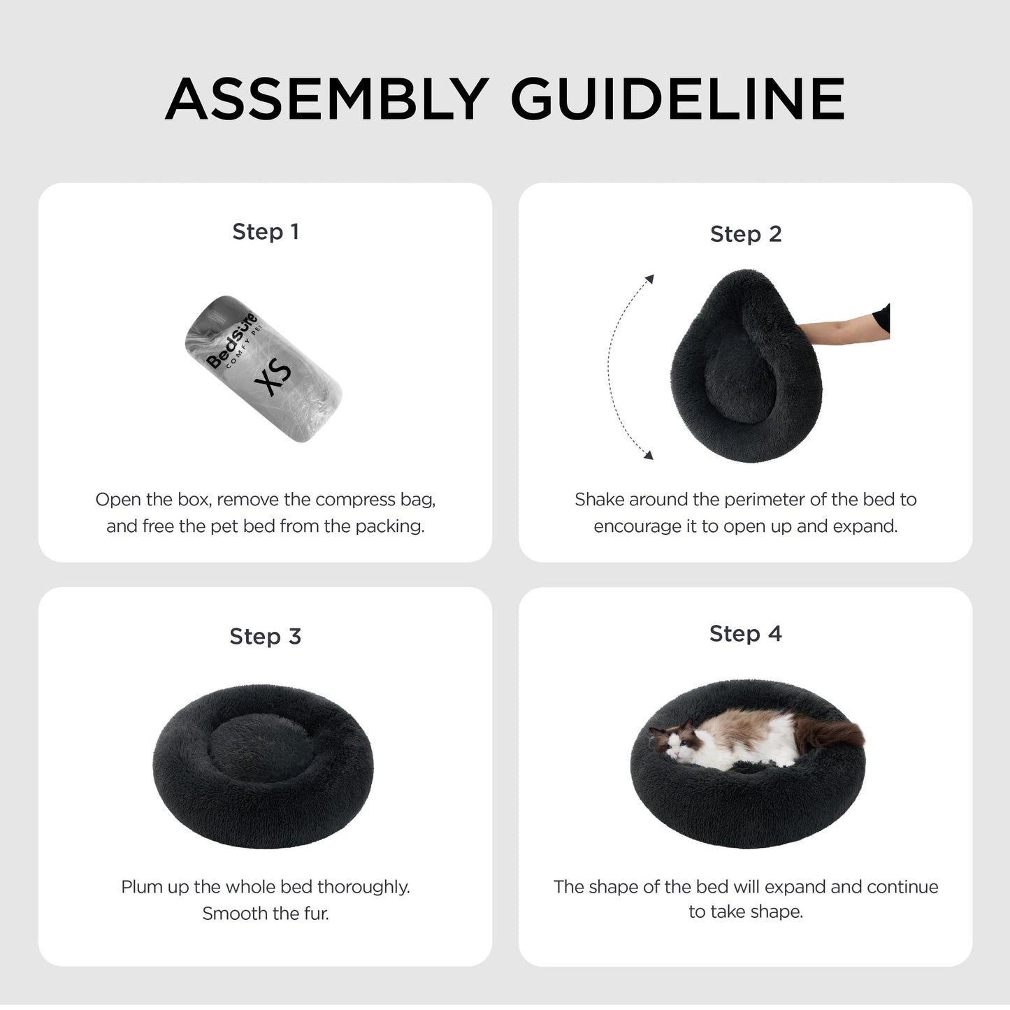 Pethouss Rundes Katzenbett Ø 50 cm – Waschbares Flauschbett für Katzen & kleine Hunde (Kamel)