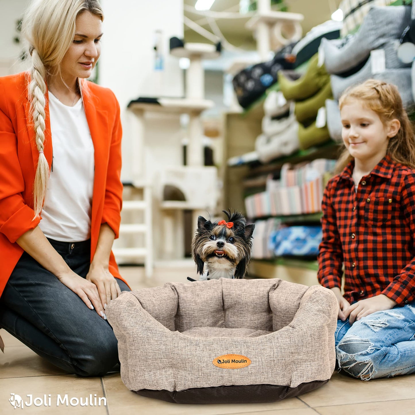 Pethouss Rundes Katzenbett – Rutschfestes Haustierbett mit abnehmbarem Wendekissen, waschbar