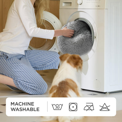 Pethouss Rundes Katzenbett Ø 60 cm – Waschbares Plüsch Kuschelbett für Katzen & kleine Hunde