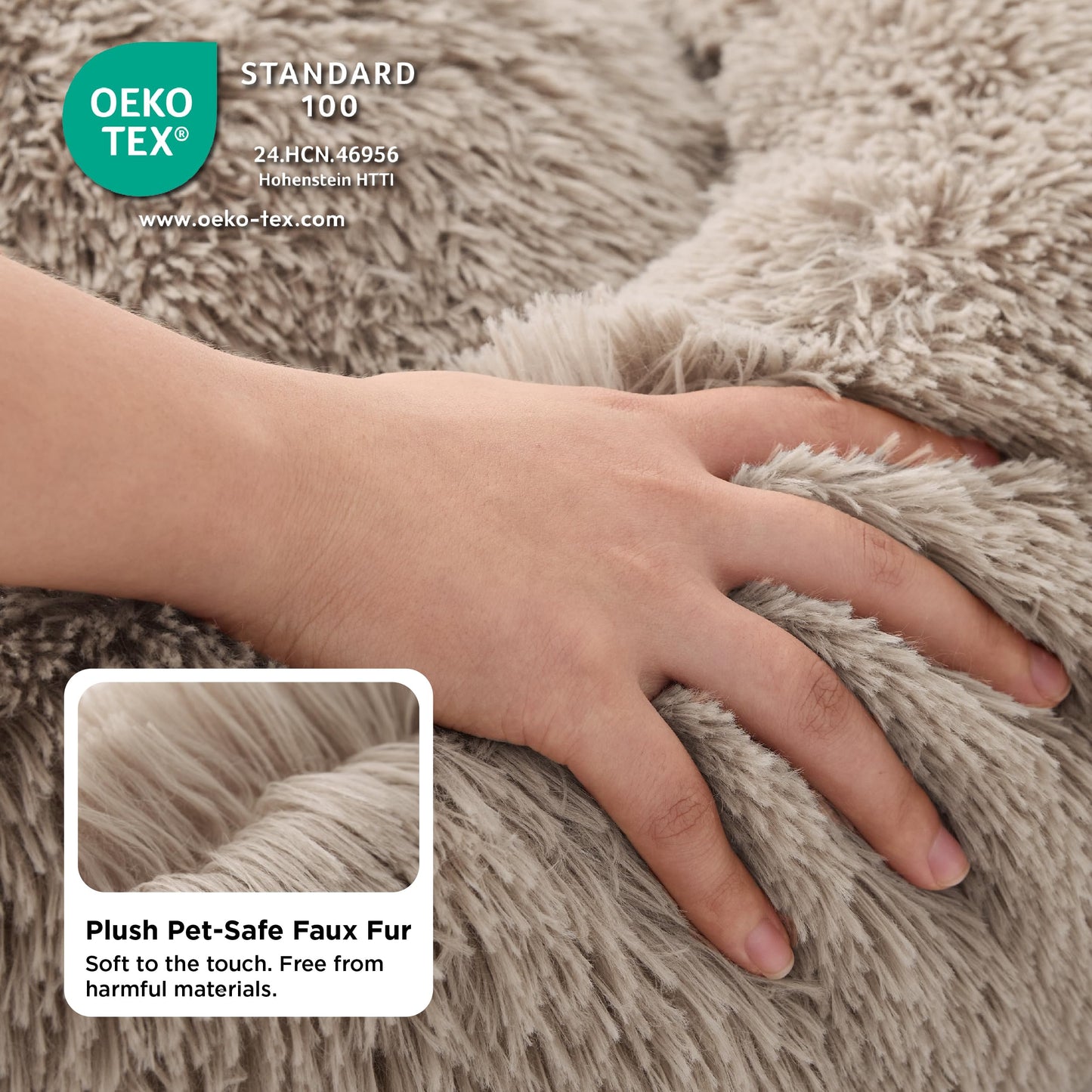 Pethouss Rundes Katzenbett Ø 50 cm – Waschbares Flauschbett für Katzen & kleine Hunde (Kamel)