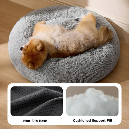 Pethouss Rundes Katzenbett Ø 60 cm – Waschbares Plüsch Kuschelbett für Katzen & kleine Hunde