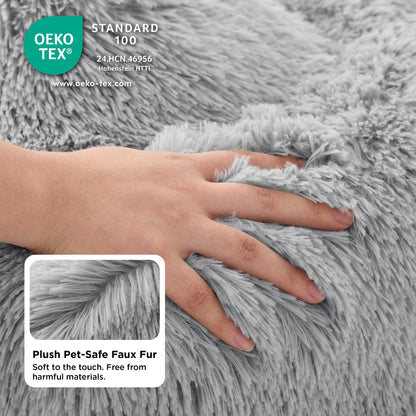 Pethouss Rundes Katzenbett Ø 60 cm – Waschbares Plüsch Kuschelbett für Katzen & kleine Hunde