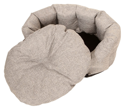 Pethouss Rundes Katzenbett – Rutschfestes Haustierbett mit abnehmbarem Wendekissen, waschbar